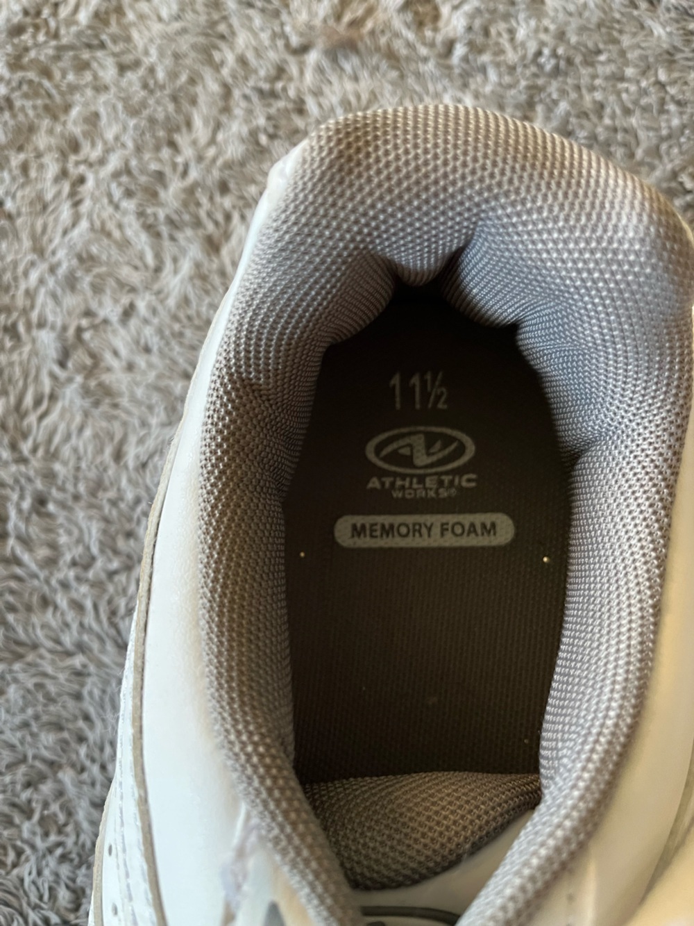 Athletic Works Men's White Lace-Up Memory Foam Sneakers - Picture 4 of 5